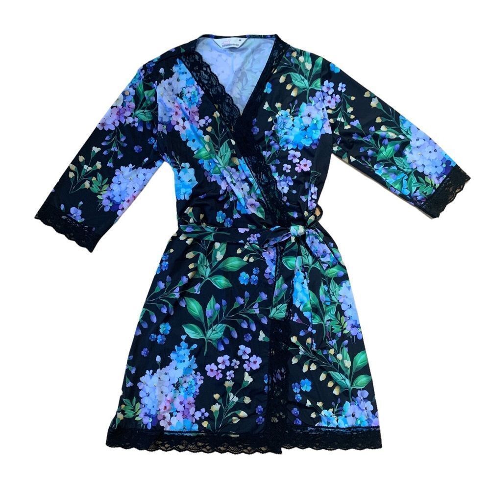 Black Floral Peter Alexander Robe Size XS